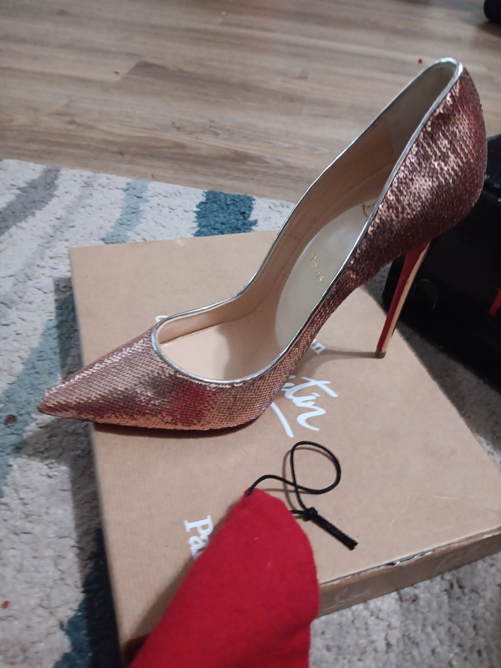 Rose Gold Sequin Pointed-Toe Stiletto Pump